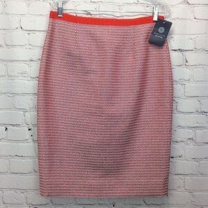 Don Caster Straight Skirt Women's Size 8 Red/Silver Cocktail Metallic Business